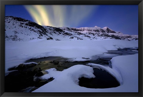 Framed Northern Lights in Skittendalen Valley, Troms County, Norway Print