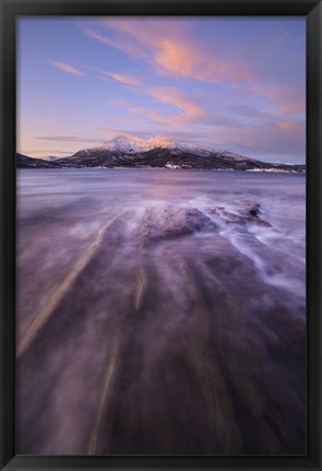 Framed Sunrise over Tjeldsundet in Troms County, Norway Print