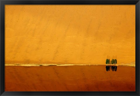 Framed Desert reflection. Badain Jaran Desert, Inner Mongolia, China. Print