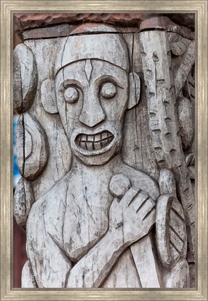 Framed Africa, Gabon, Libreville. Wood carving by Zepherin Lendogno. Print