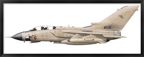 Framed Illustration of a Panavia Tornado GR1 with Gulf War markings Print