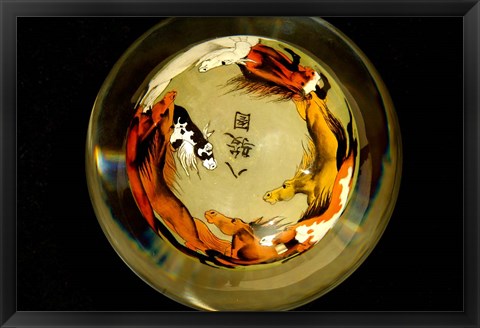Framed Horse Globe, Chinese Handicrafts, China Print