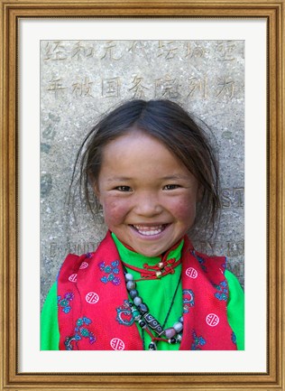 Framed Young Tibetan Girl, Sakya Monastery, Tibet, China Print