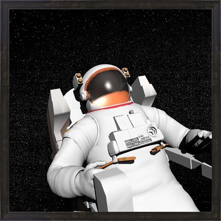 Framed Astronaut floating alone in the dark space surrounded with stars Print