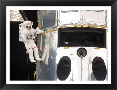 Framed Astronaut performs work on the Hubble Space Telescope Print