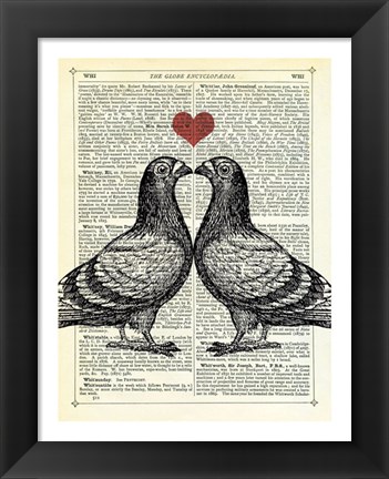 Framed Pigeons in Love Print