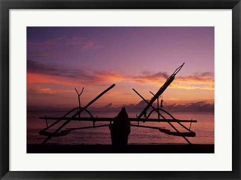 Framed Indonesia, Perahu, Doubleoutrigger fishing canoe Print