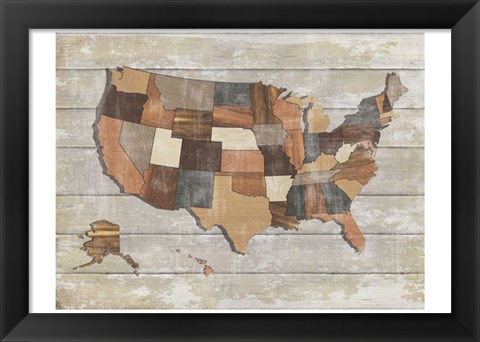 Framed Wood Map Print