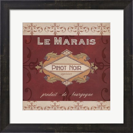 Framed Burgundy Wine Labels I Print