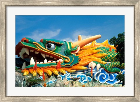 Framed Famous Dragon at Haw Par Villa in Singapore Asia Print