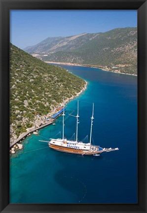 Framed Turkish Yacht, Fethiye bay, Turkey Print