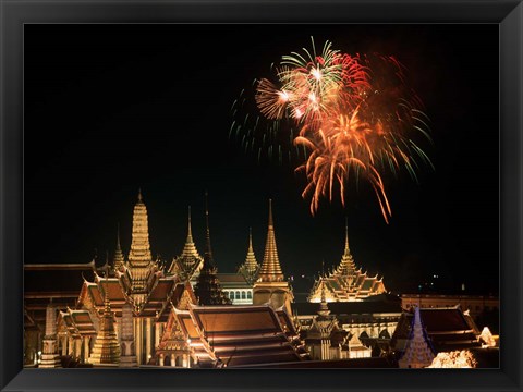 Framed Emerald Palace During Commemoration of King Bumiphol&#39;s 50th Anniversary, Thailand Print