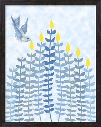 Framed Bird Hanukkah Candles Print