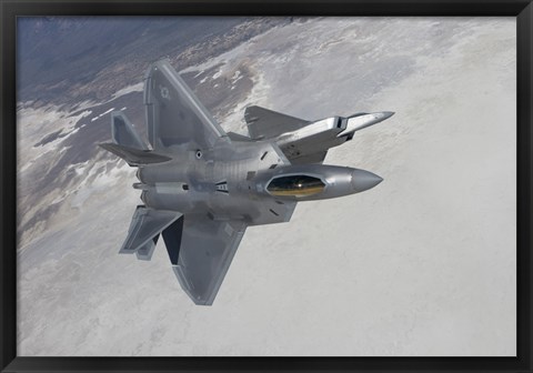 Framed Two F-22 Raptors Maneuver over New Mexico Print