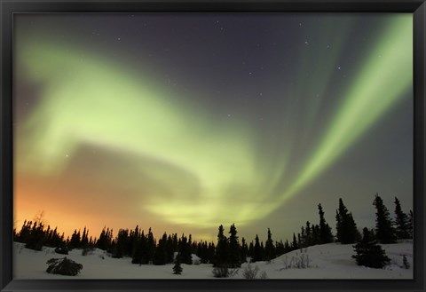 Framed Aurora borealis over Ogilvie Mountains Print