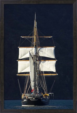 Framed Spirit of New Zealand Tall Ship, Marlborough Sounds, South Island, New Zealand Print
