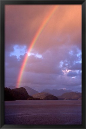 Framed New Zealand, Cascade Cove, Fiordland NP, Rainbow Print