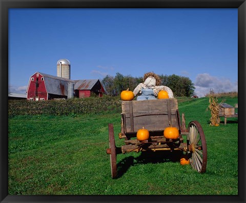 Framed Pumpkin Man and Farm, Vermont Print