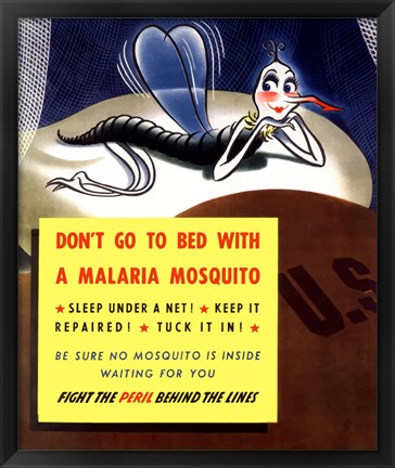 Framed Don&#39;t Go To Bed With A Malaria Mosquito Print