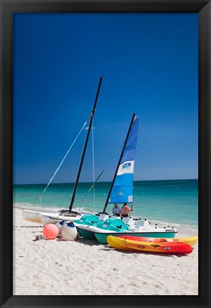 Framed Boats on Playa Ancon beach, Cuba Print