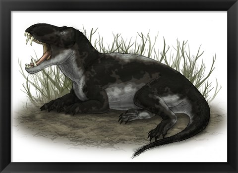 Framed Pampaphoneus, a Genus of Dinocephalian Dinosaur Print