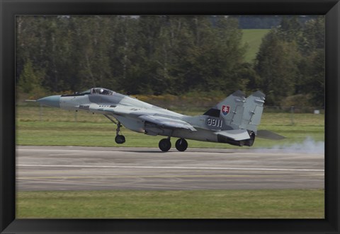 Framed Slovak Air Force MiG-29AS Fulcrum Landing on the Runway Print