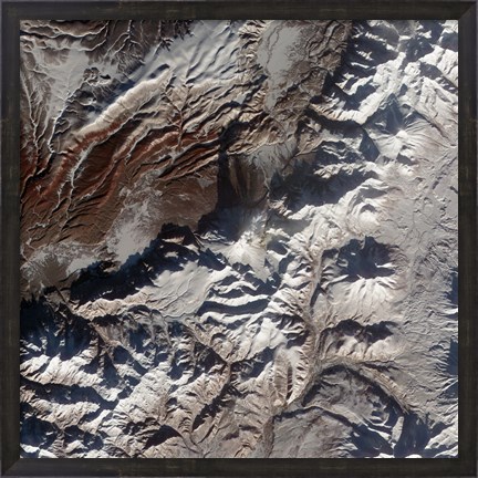 Framed Satellite Image of Russia&#39;s Kizimen Volcano Print