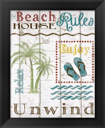 Framed Beach House Rules Print