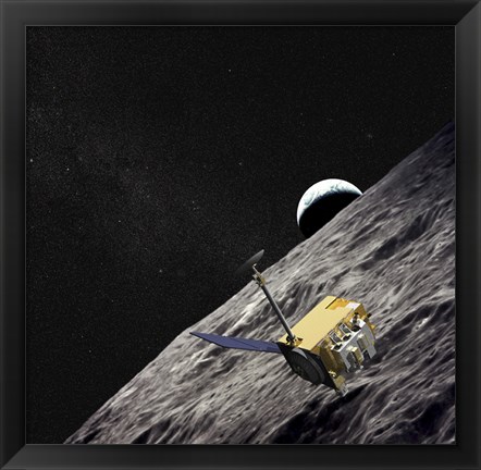 Framed Artist Concept of the Lunar Reconnaissance Orbiter Print