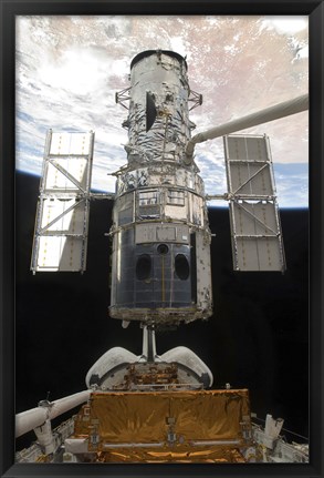 Framed Hubble Space Telescope is Released from the Cargo Bay of Space Shuttle Atlantis Print