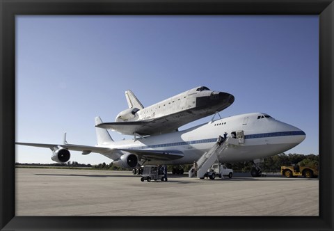 Framed Space Shuttle Endeavour Mounted on a Boeing 747 Print