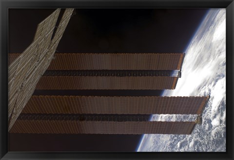 Framed International Space Station&#39;s Solar array Panels and Earth&#39;s Horizon Print