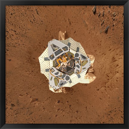 Framed Spirit&#39;s Lander at Gusev Crater from an Overhead View Print