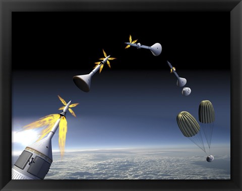 Framed Artist&#39;s Rendering of an Emergency use System of the Launch Abort System Print