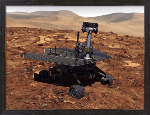 Framed Artists Rendition of Mars Rover Print