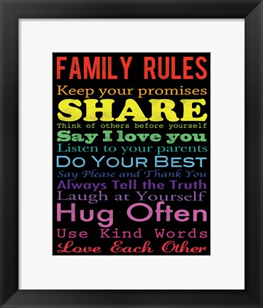 Framed Family Rules 2 Print
