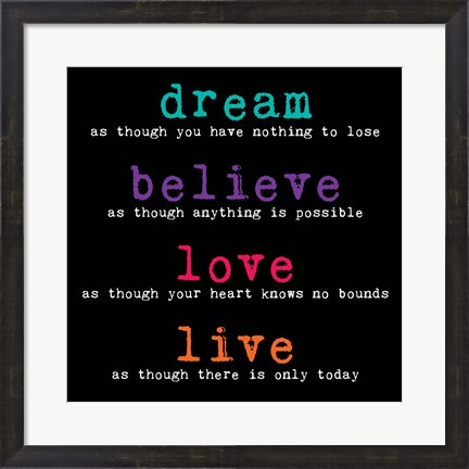 Framed Dream Believe Love Live 3 Print
