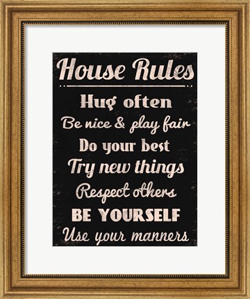 Framed House Rules 1 Print