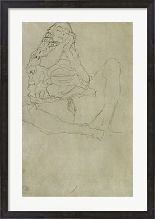 Framed Sitting Half-Nude With Closed Eyes, 1913 Print