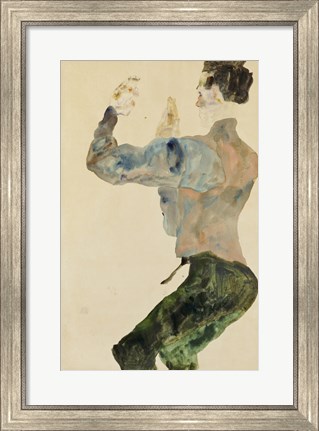 Framed Self-Portrait with Raised Arms, 1912 Print