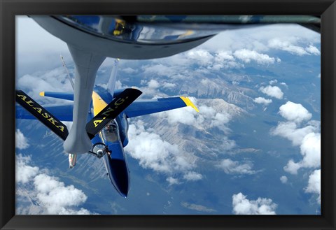 Framed KC-135 Stratotanker refuels an F/A-18 Hornet Print