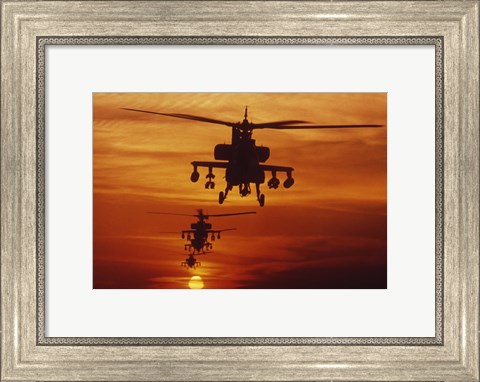Framed Four AH-64 Apache Helicopters Print