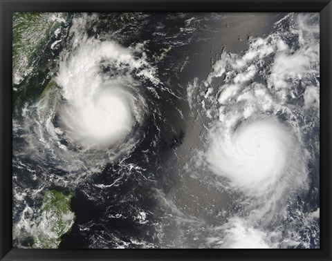 Framed Typhoon Saomai and Tropical Storm Bopha Print