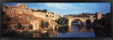 Framed Puente De San Martin Bridge over the Tagus River, Toledo, Spain Print