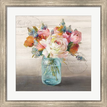 Framed French Cottage Bouquet II Print