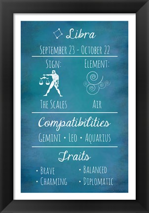 Framed Libra Zodiac Sign Print