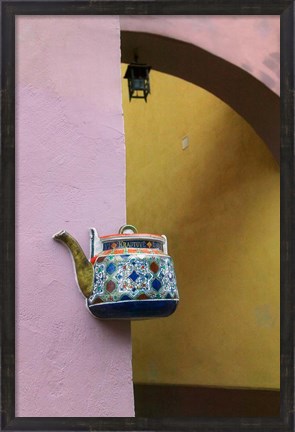 Framed Wall Decorated with Teapot and Cobbled Street in the Old Town, Vilnius, Lithuania III Print