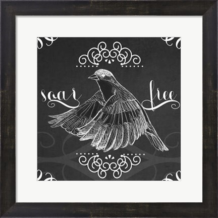 Framed Chalkboard Bird II Print