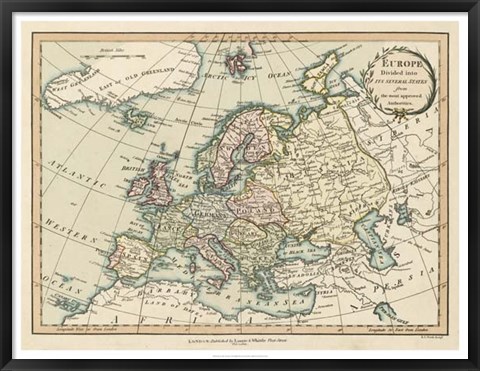 Framed Historic Map of Europe Print