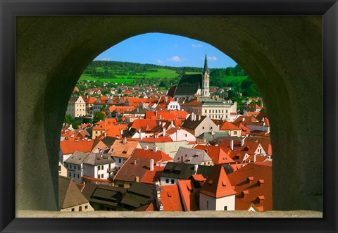 Framed Cityscape of Cesky Krumlov, Czech Republic Print